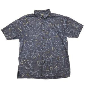 Vintage Aloha Days Hawaiian Shirt Casual Button Down Cotton Hibiscus Blue M